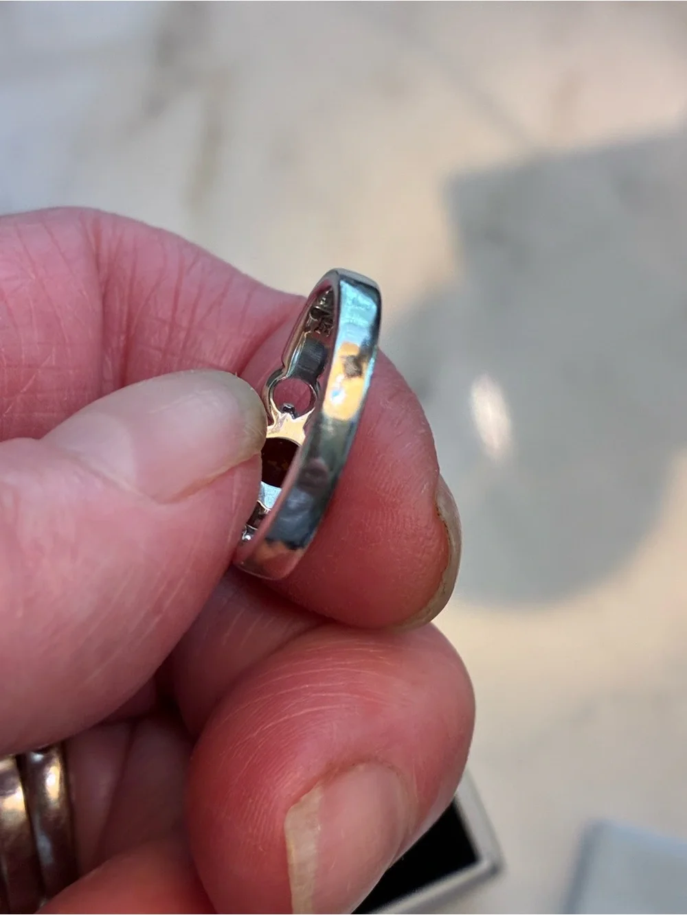 Sterling Silver Ring with Pear-Cut Smoky Brown Stone